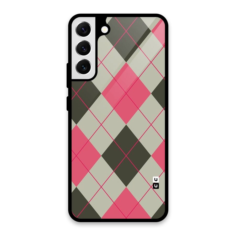 Check And Lines Glass Back Case for Galaxy S22 Plus 5G