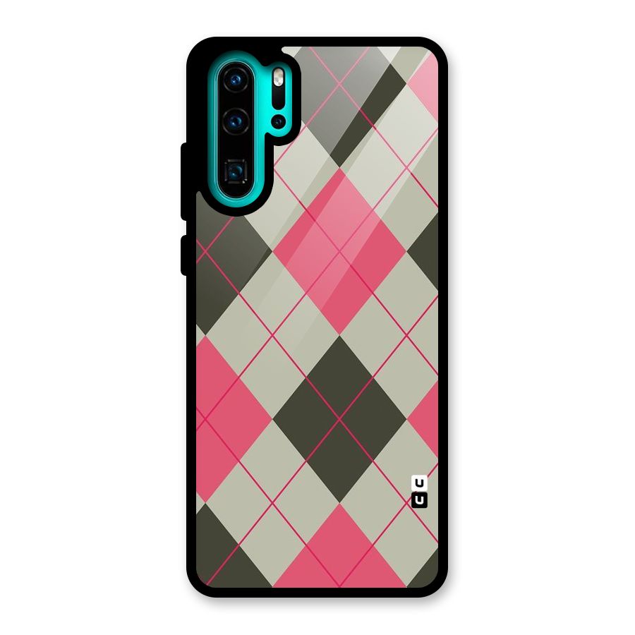 Check And Lines Glass Back Case for Huawei P30 Pro