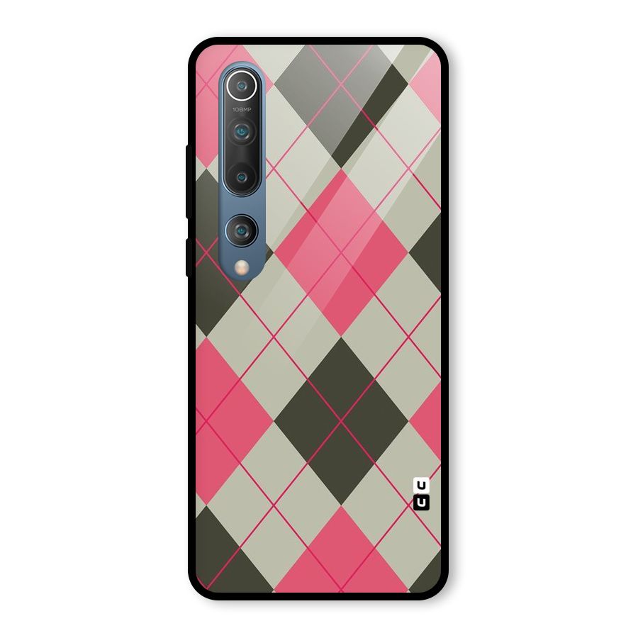 Check And Lines Glass Back Case for Mi 10