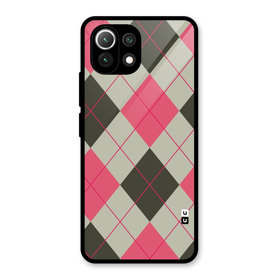 Check And Lines Glass Back Case for Mi 11 Lite