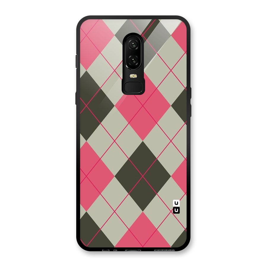 Check And Lines Glass Back Case for OnePlus 6