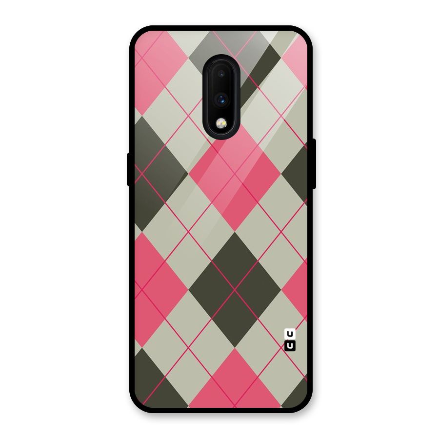 Check And Lines Glass Back Case for OnePlus 7