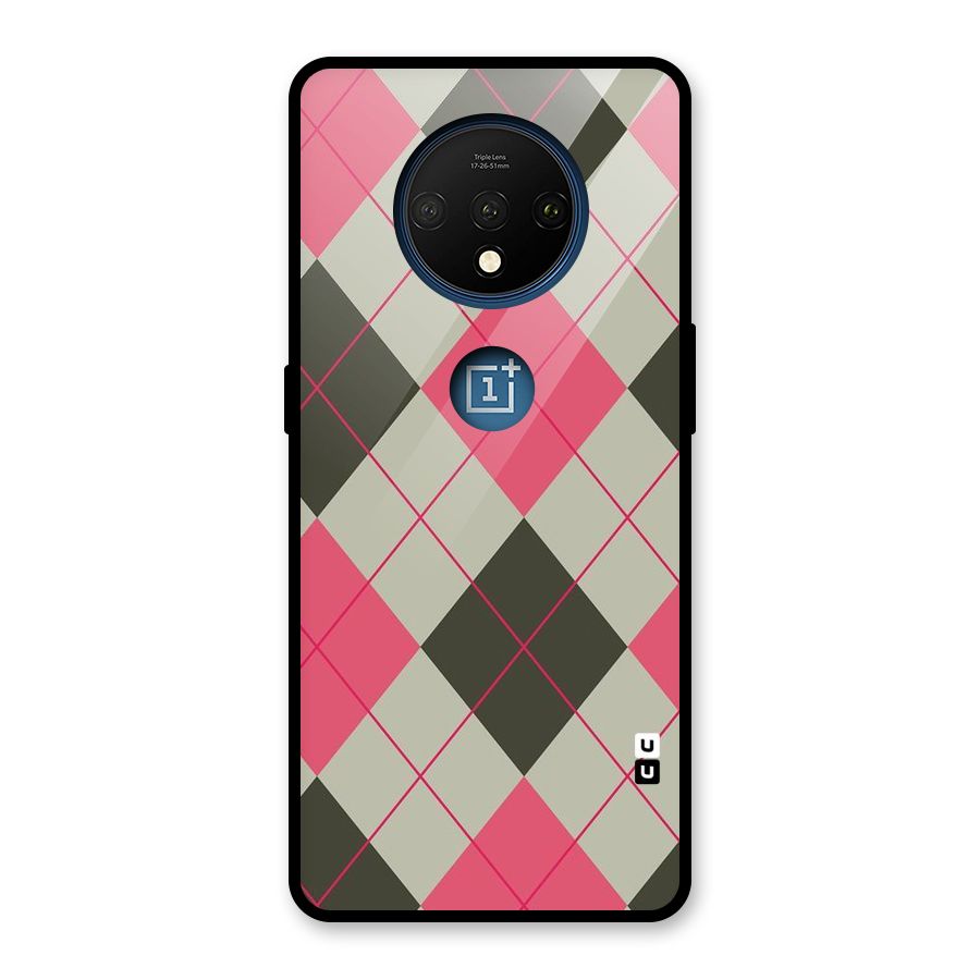 Check And Lines Glass Back Case for OnePlus 7T