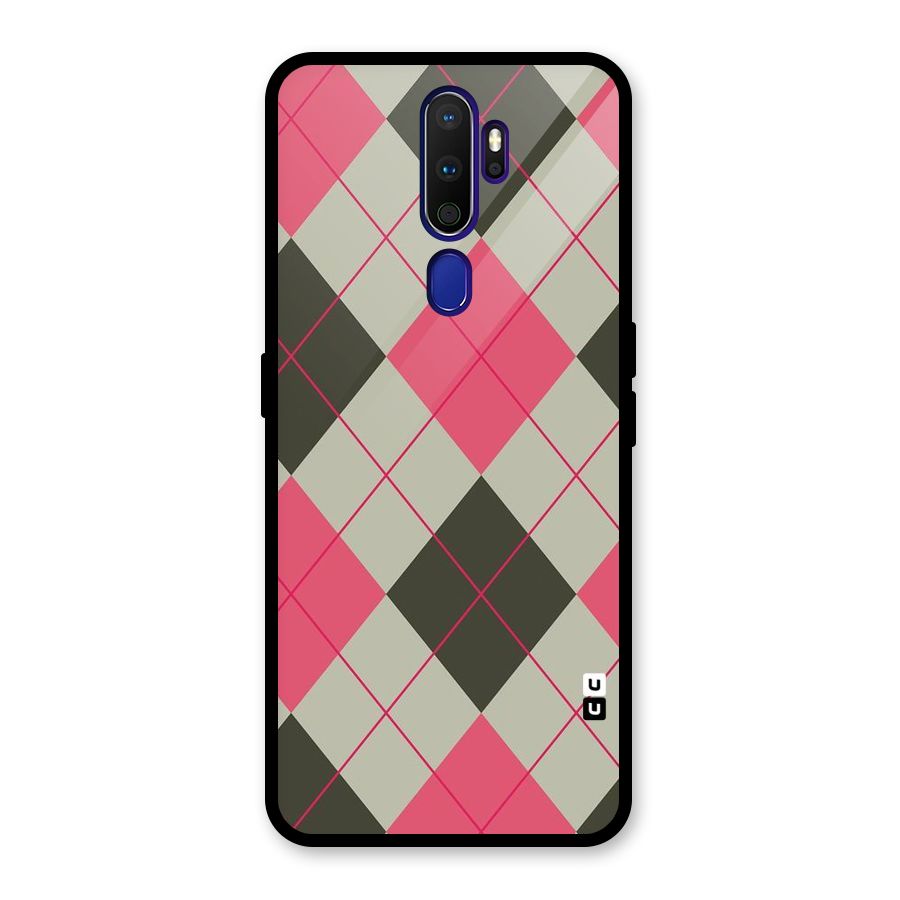 Check And Lines Glass Back Case for Oppo A9 (2020)