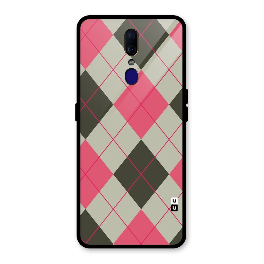 Check And Lines Glass Back Case for Oppo F11