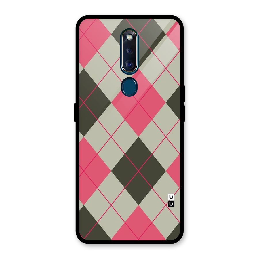 Check And Lines Glass Back Case for Oppo F11 Pro