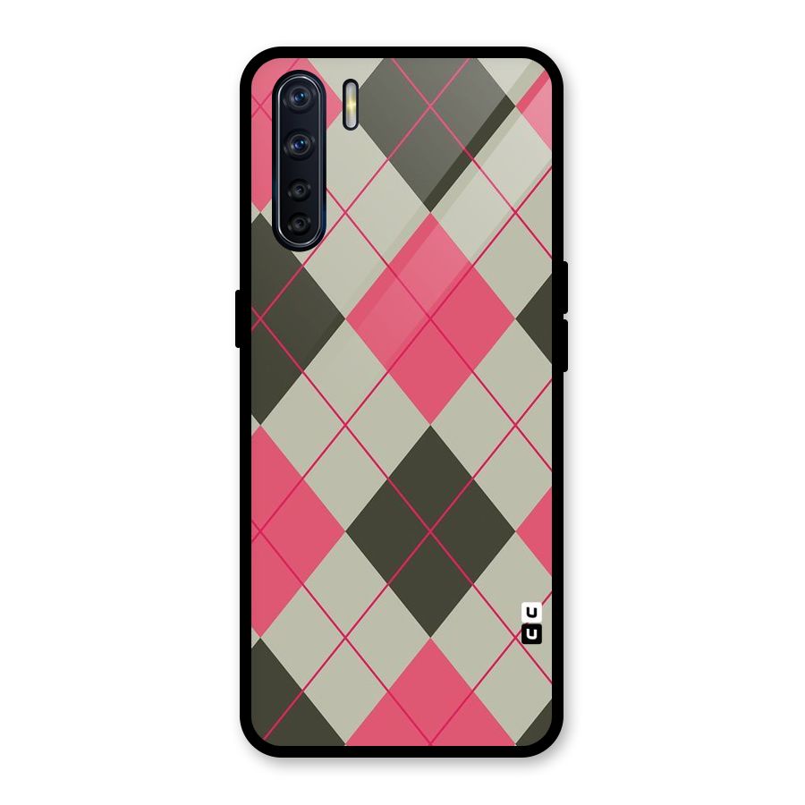 Check And Lines Glass Back Case for Oppo F15