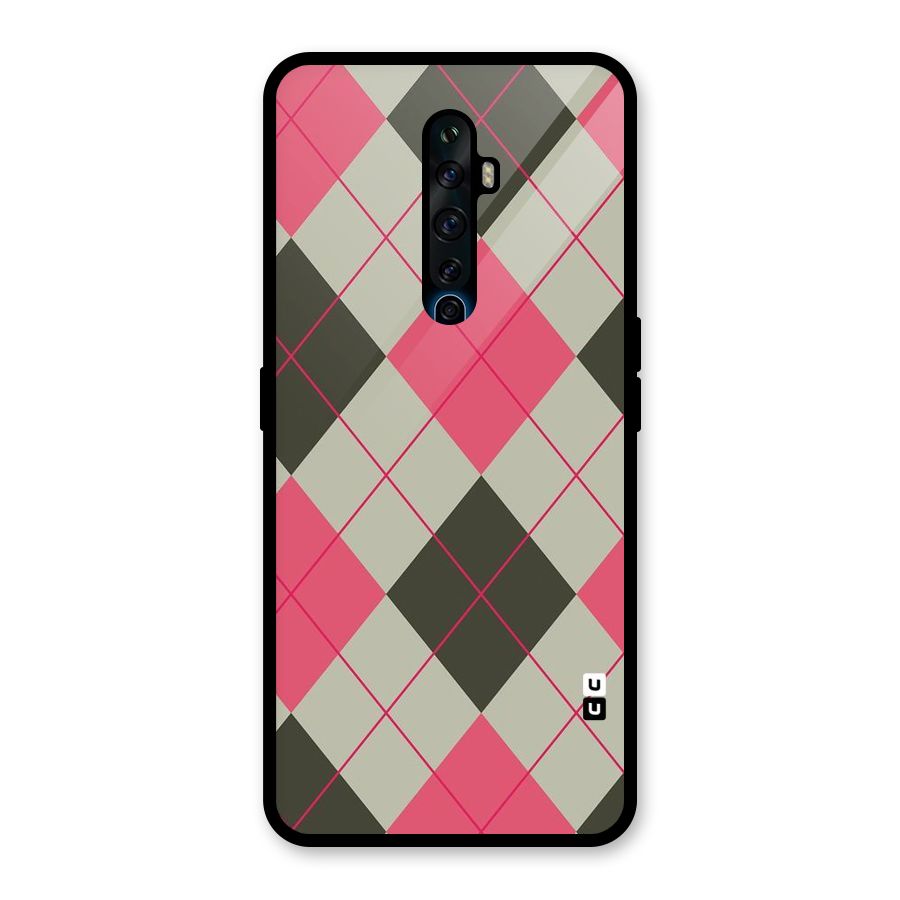 Check And Lines Glass Back Case for Oppo Reno2 F