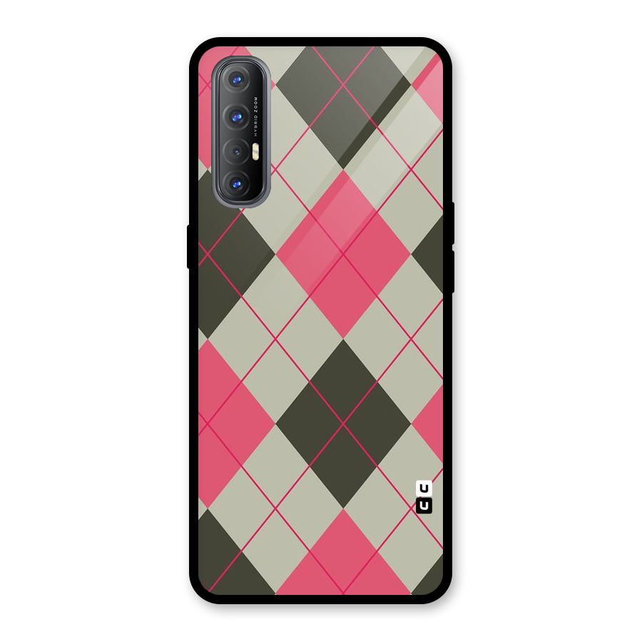Check And Lines Glass Back Case for Oppo Reno3 Pro