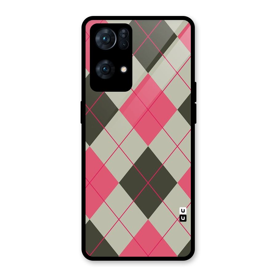Check And Lines Glass Back Case for Oppo Reno7 Pro 5G