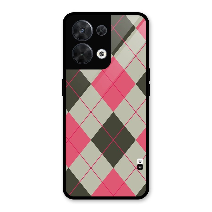Check And Lines Glass Back Case for Oppo Reno8 5G