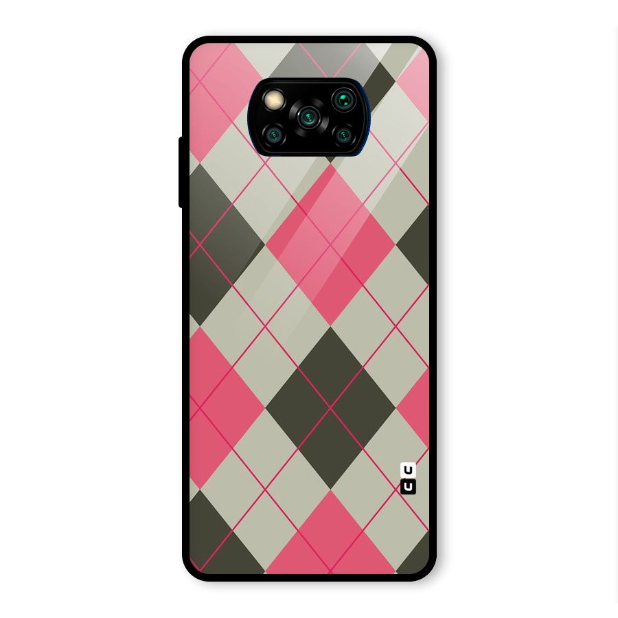 Check And Lines Glass Back Case for Poco X3 Pro
