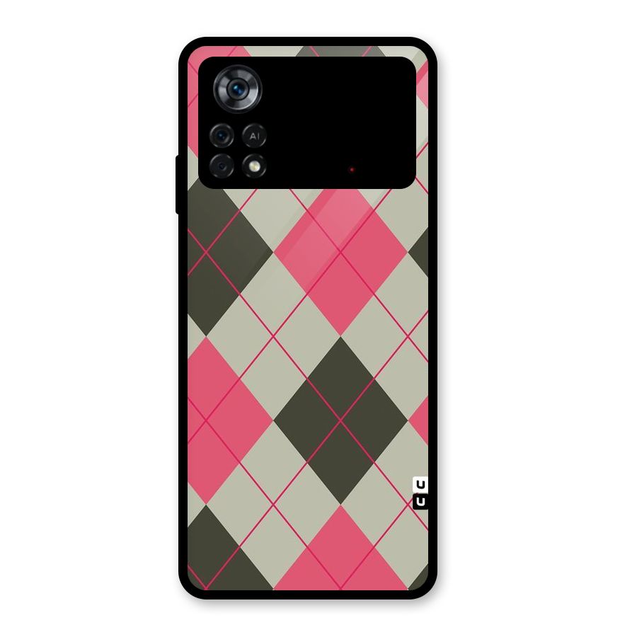 Check And Lines Glass Back Case for Poco X4 Pro 5G