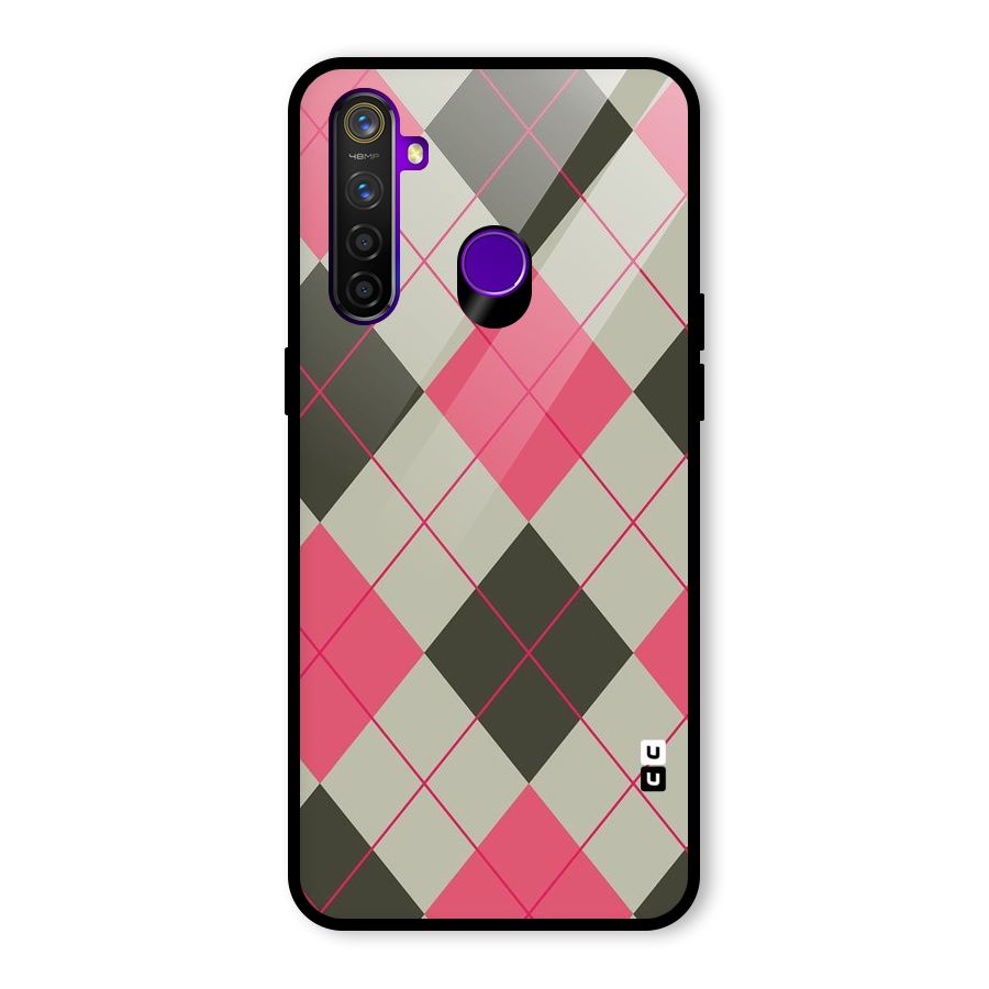 Check And Lines Glass Back Case for Realme 5 Pro