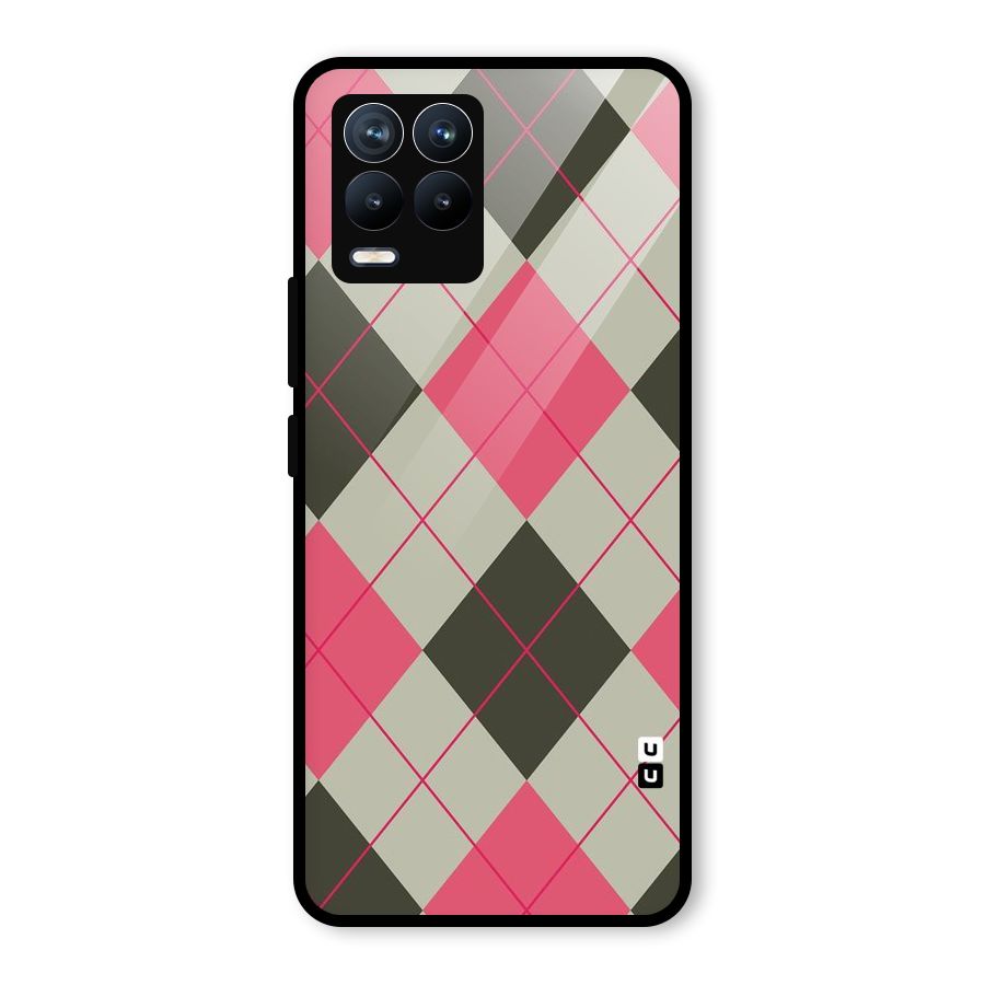 Check And Lines Glass Back Case for Realme 8 Pro