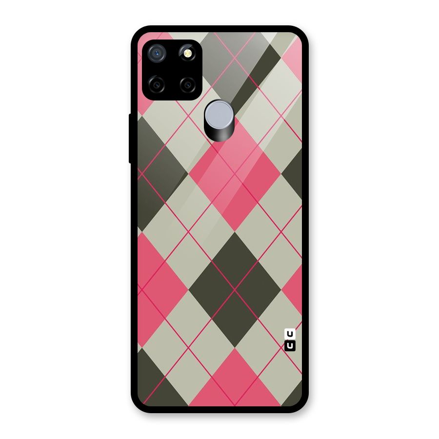 Check And Lines Glass Back Case for Realme C12