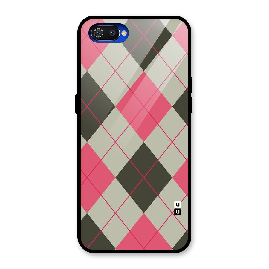 Check And Lines Glass Back Case for Realme C2