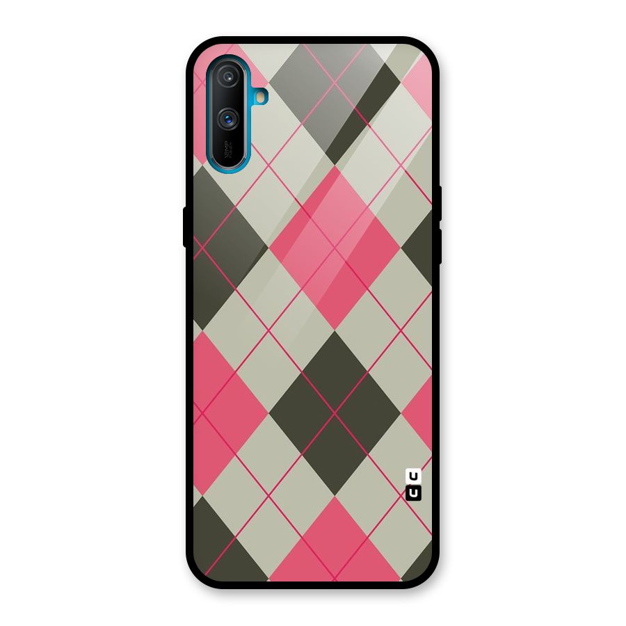 Check And Lines Glass Back Case for Realme C3