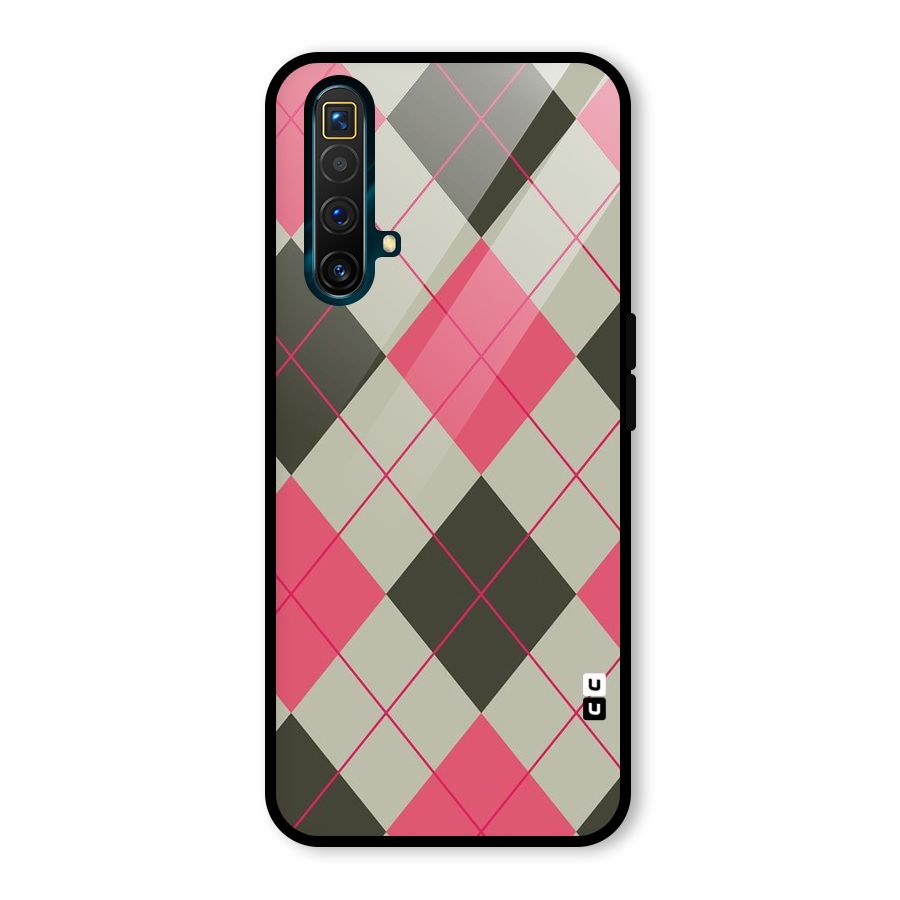 Check And Lines Glass Back Case for Realme X3