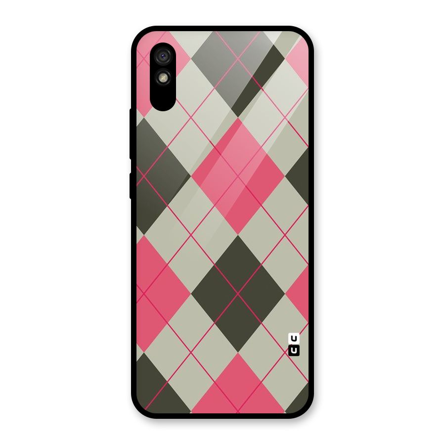 Check And Lines Glass Back Case for Redmi 9A