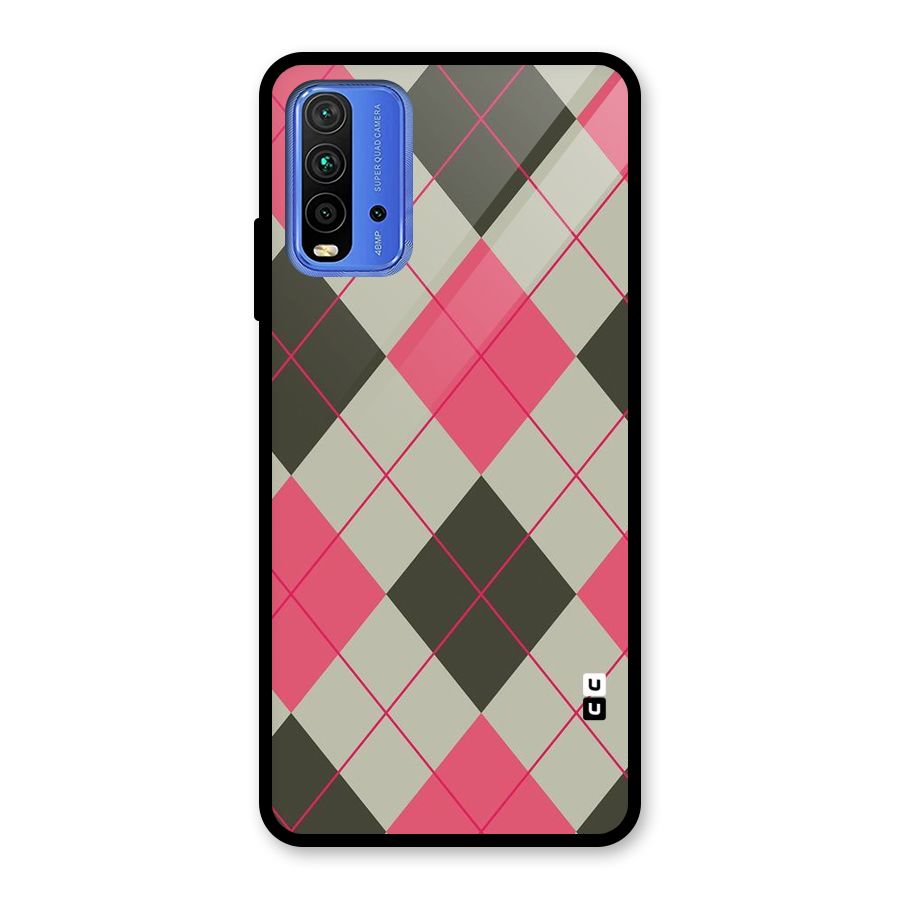 Check And Lines Glass Back Case for Redmi 9 Power