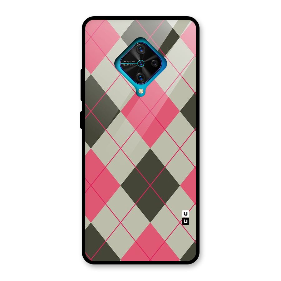 Check And Lines Glass Back Case for Vivo S1 Pro
