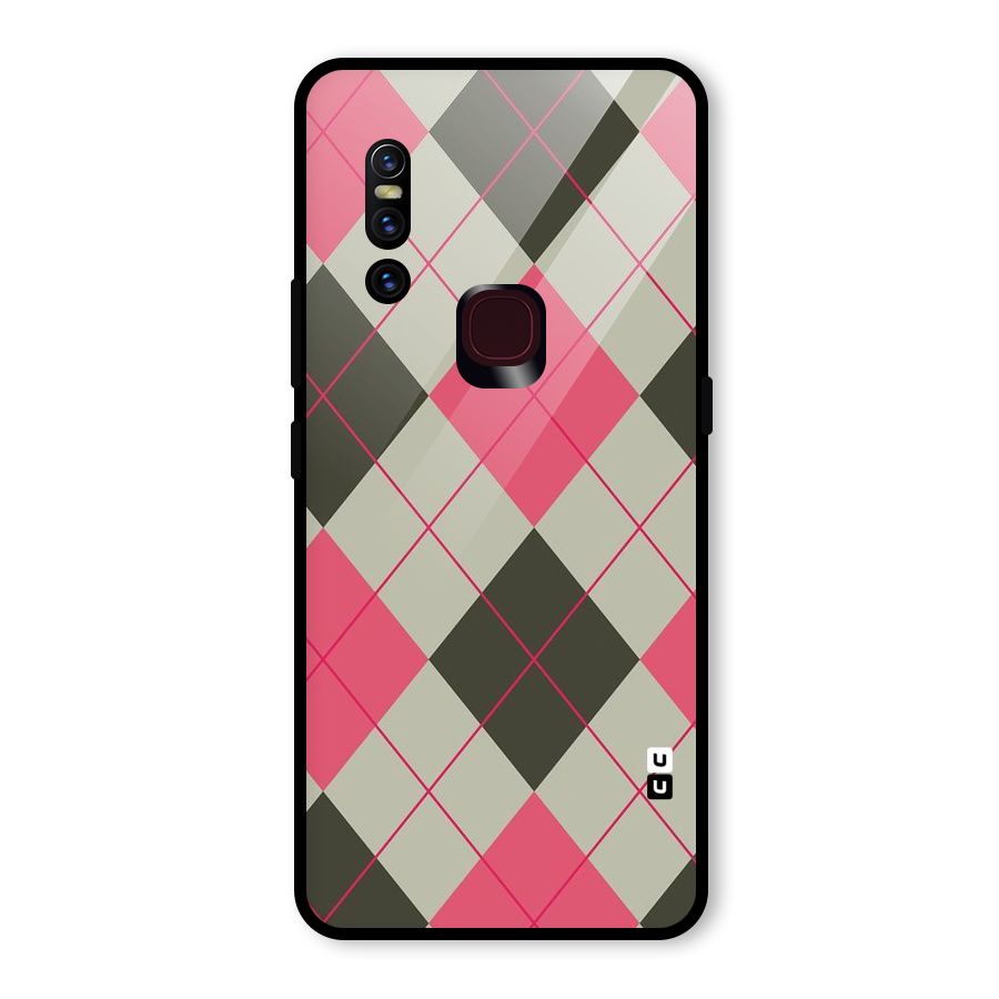 Check And Lines Glass Back Case for Vivo V15