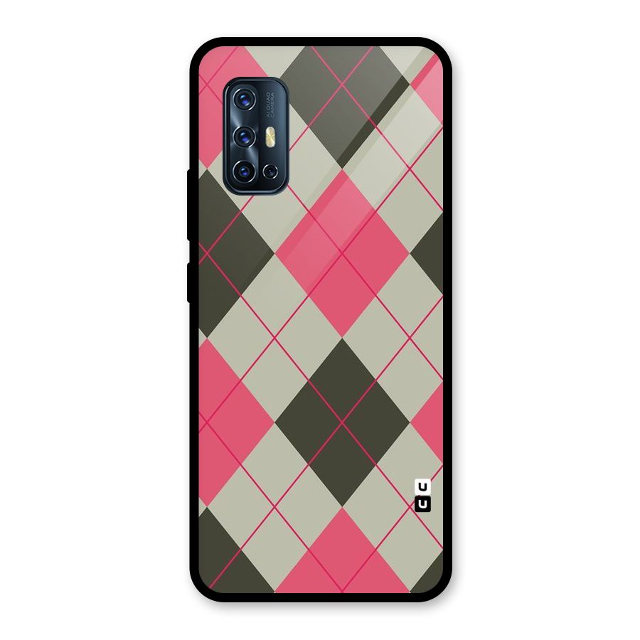 Check And Lines Glass Back Case for Vivo V17