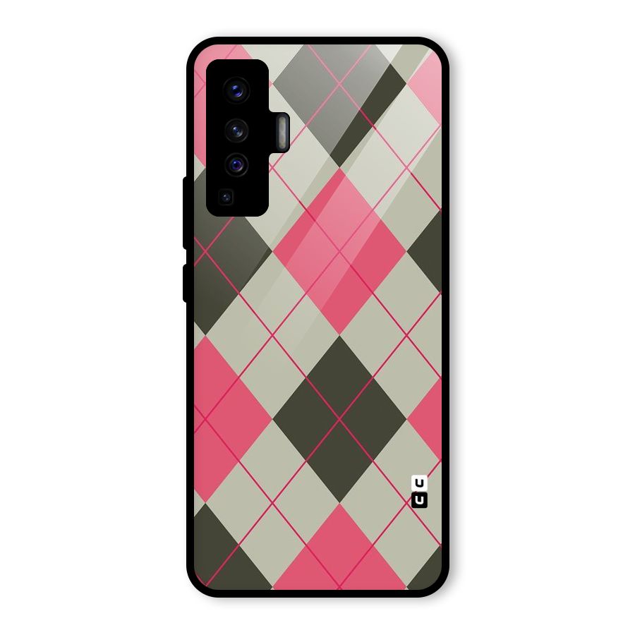 Check And Lines Glass Back Case for Vivo X50