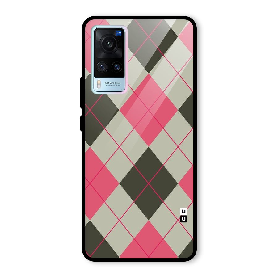 Check And Lines Glass Back Case for Vivo X60