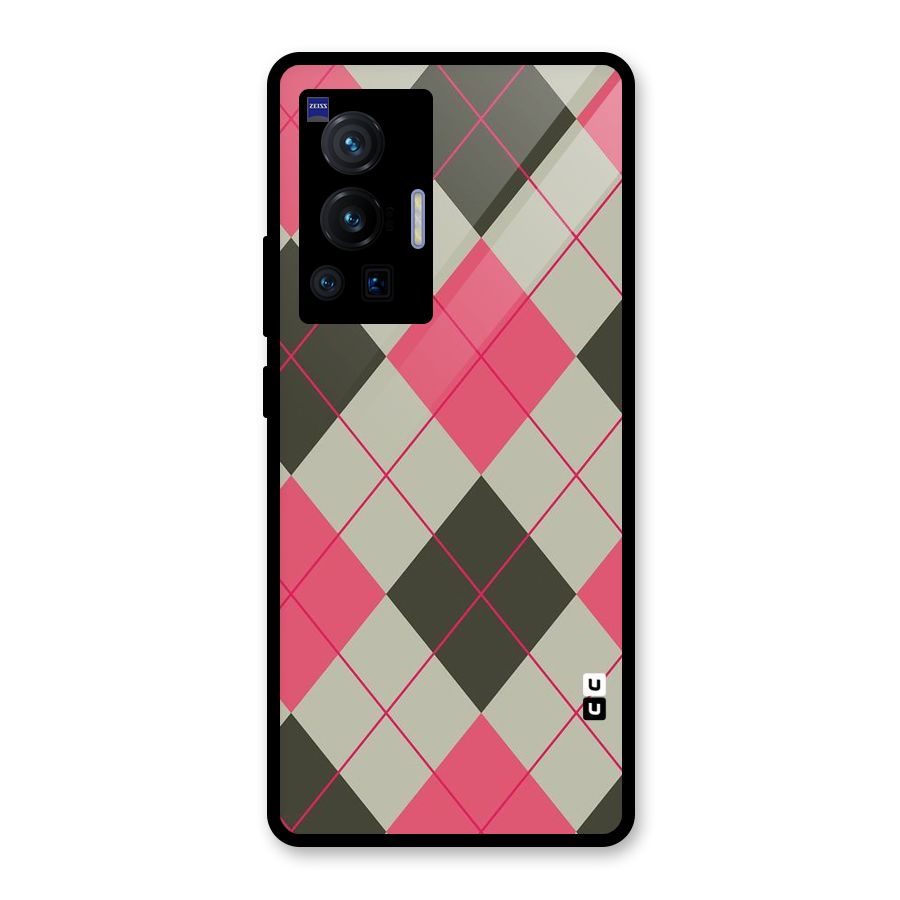 Check And Lines Glass Back Case for Vivo X70 Pro