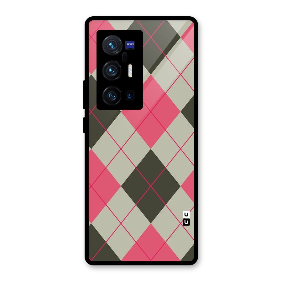 Check And Lines Glass Back Case for Vivo X70 Pro Plus