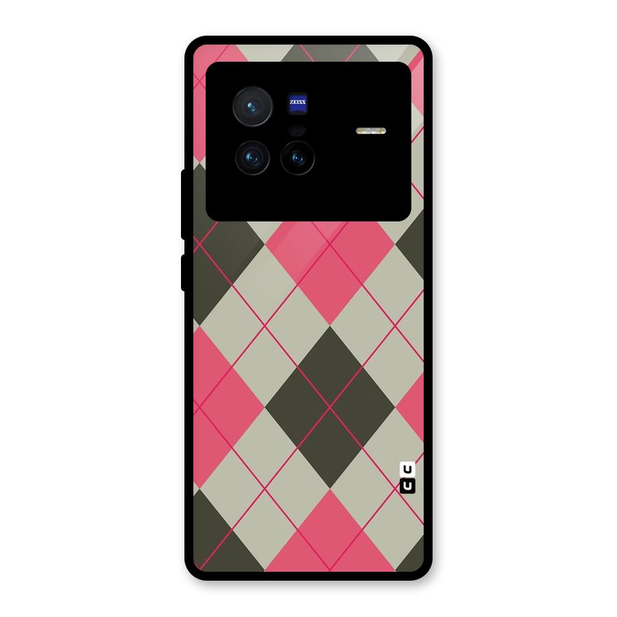 Check And Lines Glass Back Case for Vivo X80