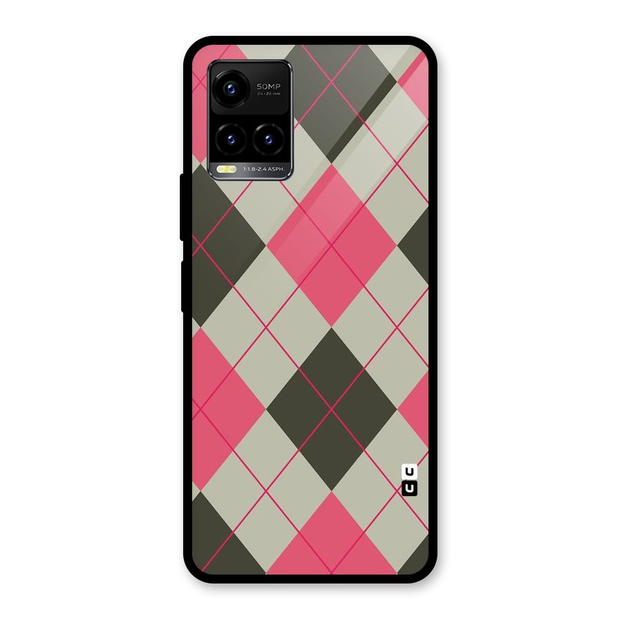 Check And Lines Glass Back Case for Vivo Y21T