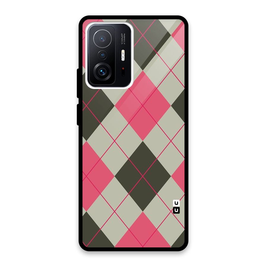 Check And Lines Glass Back Case for Xiaomi 11T Pro