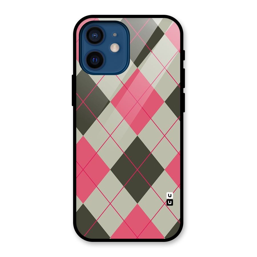 Check And Lines Glass Back Case for iPhone 12 Mini