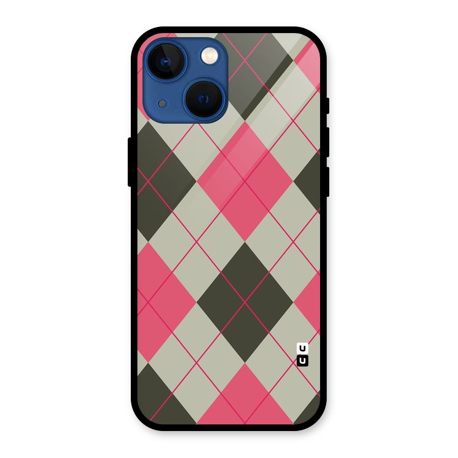 Check And Lines Glass Back Case for iPhone 13 Mini