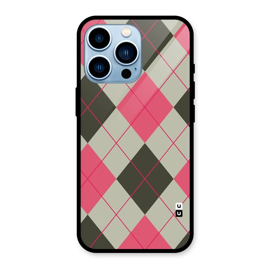 Check And Lines Glass Back Case for iPhone 13 Pro