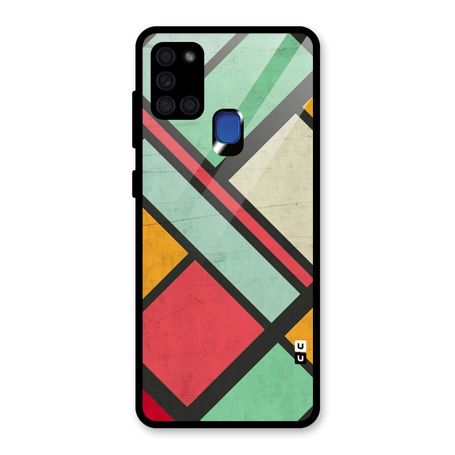 Check Colors Glass Back Case for Galaxy A21s