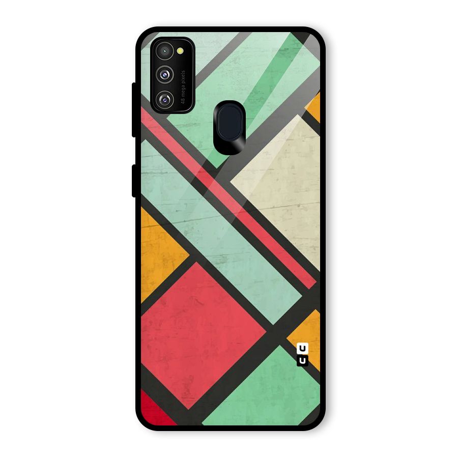 Check Colors Glass Back Case for Galaxy M21