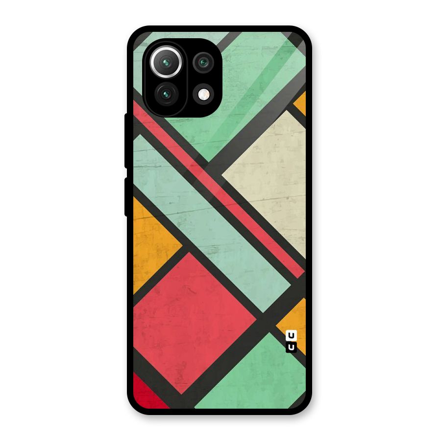 Check Colors Glass Back Case for Mi 11 Lite