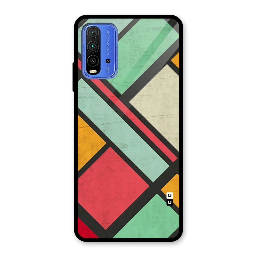 Check Colors Glass Back Case for Redmi 9 Power