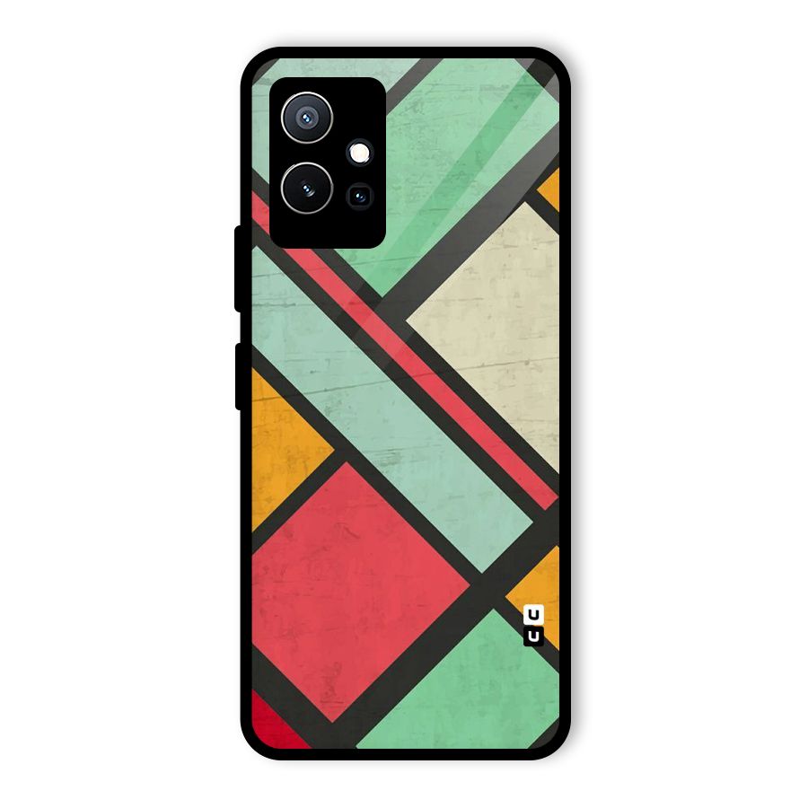 Check Colors Glass Back Case for Vivo T1 5G