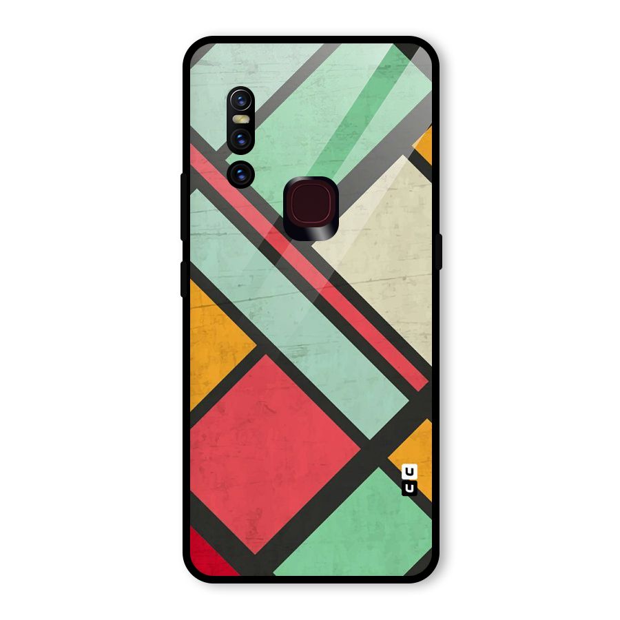 Check Colors Glass Back Case for Vivo V15