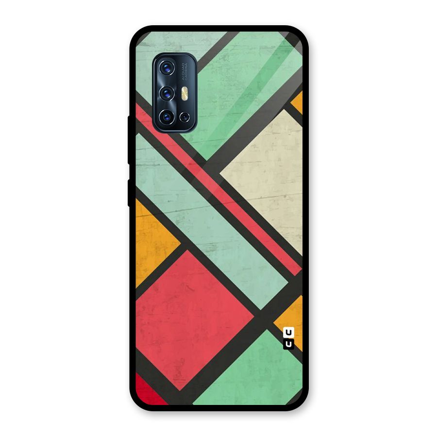 Check Colors Glass Back Case for Vivo V17