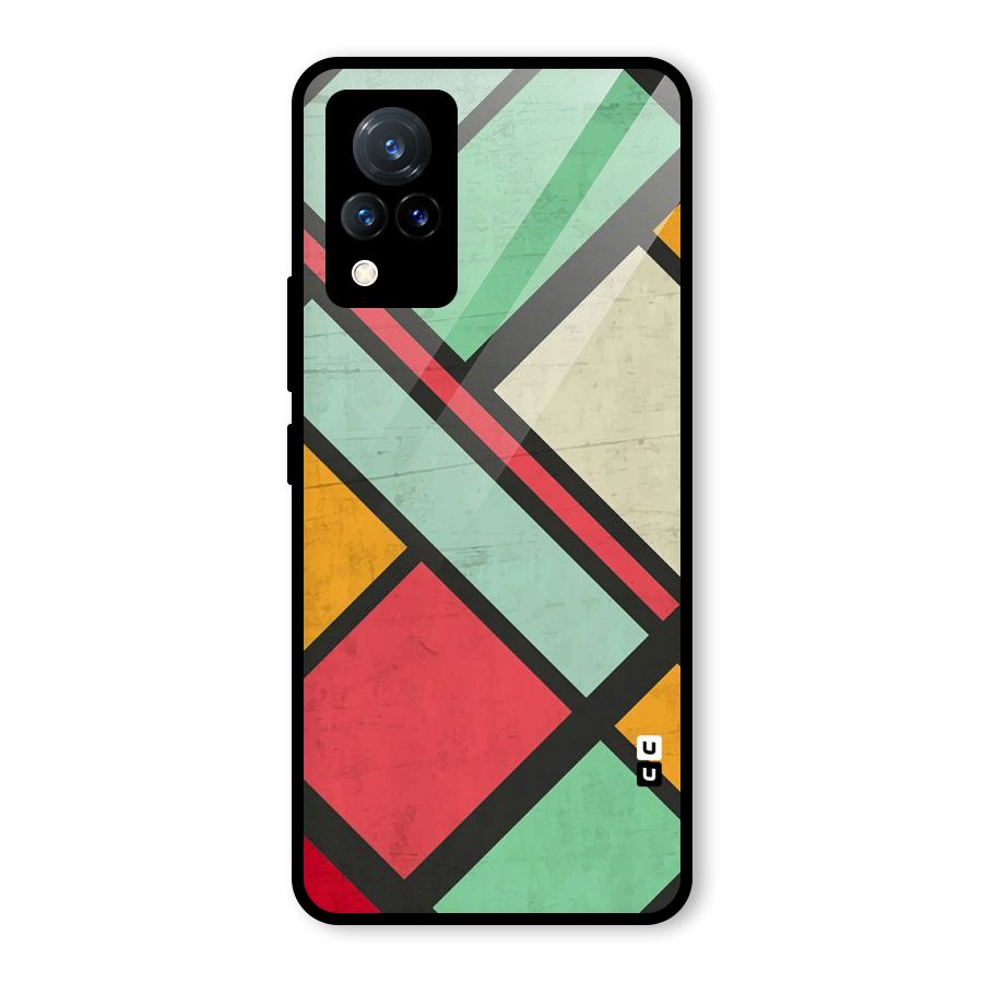 Check Colors Glass Back Case for Vivo V21 5G