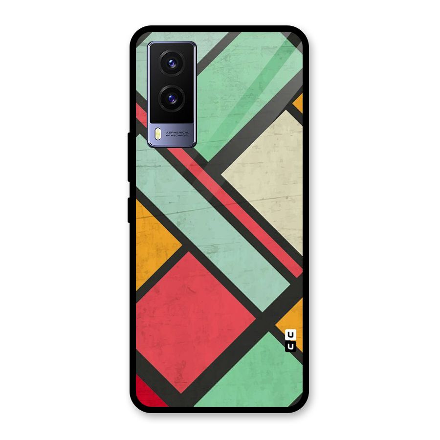 Check Colors Glass Back Case for Vivo V21e 5G