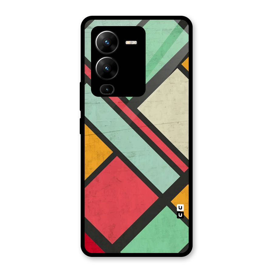 Check Colors Glass Back Case for Vivo V25 Pro