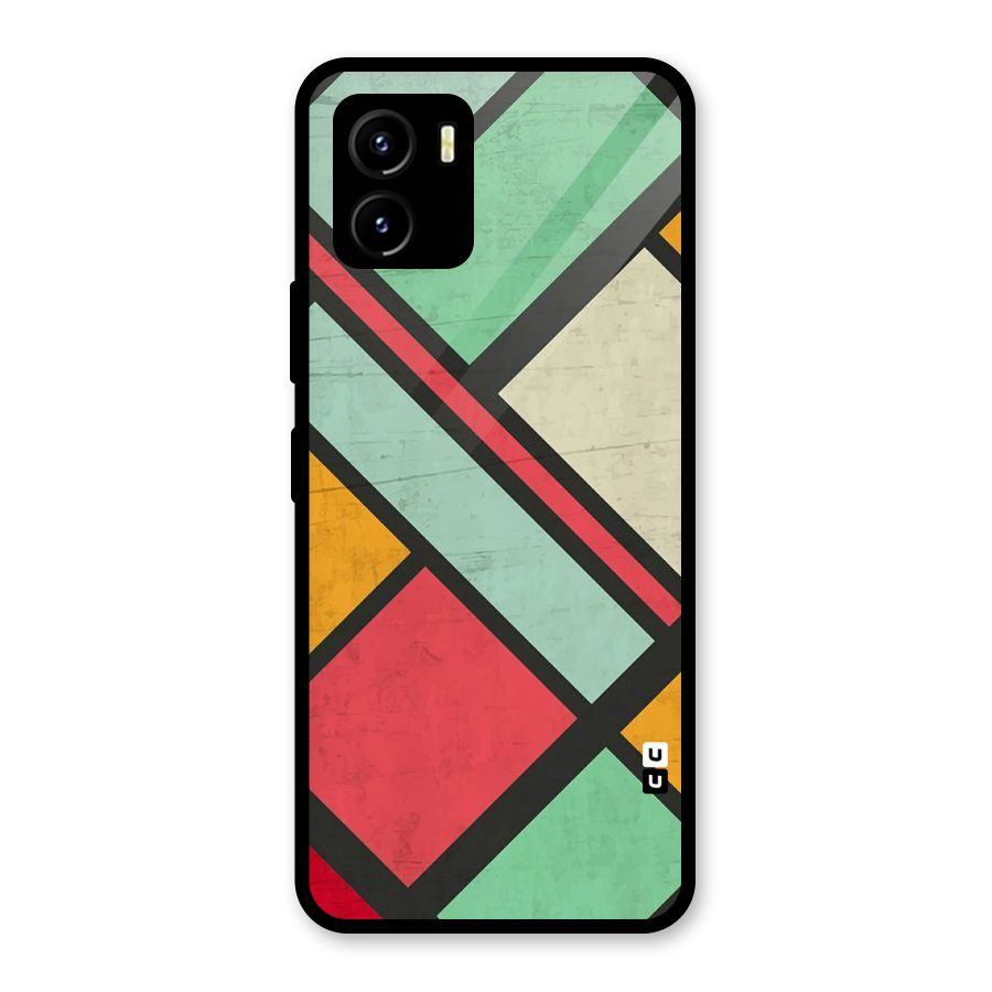 Check Colors Glass Back Case for Vivo Y15s