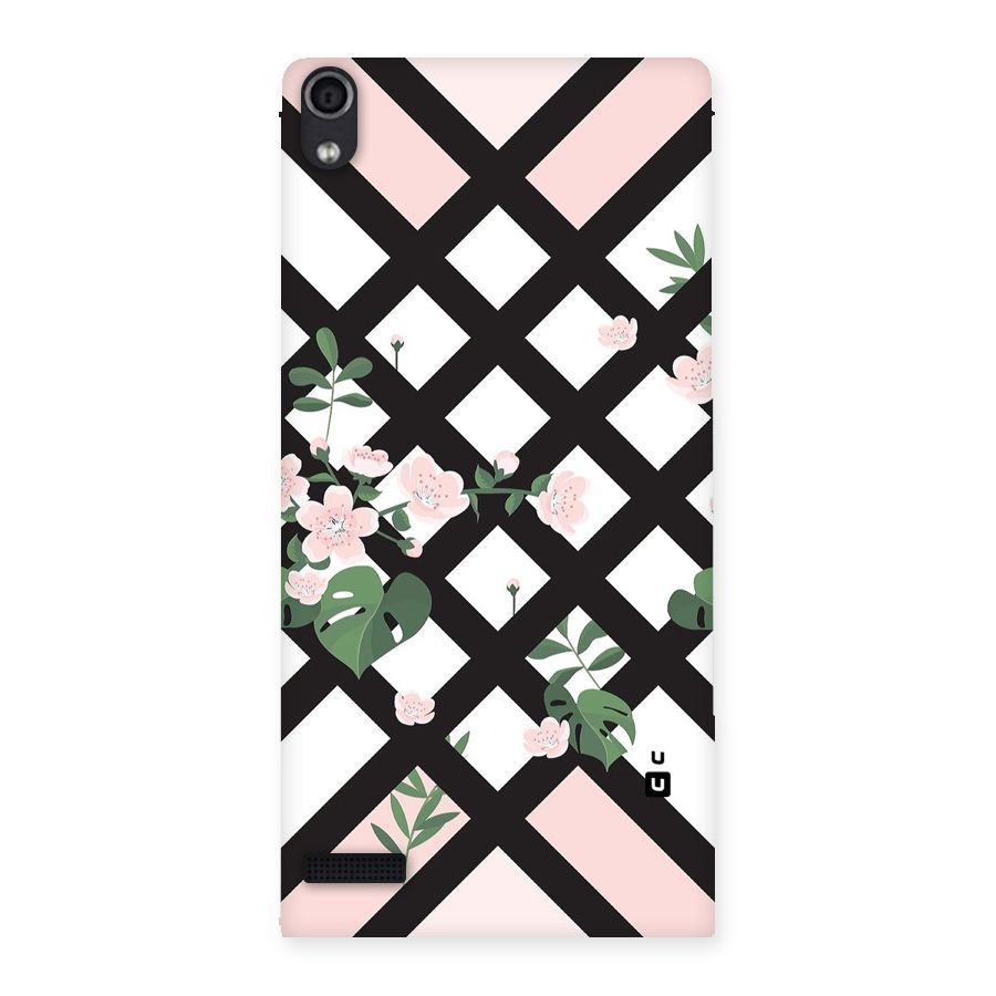 Check Floral Stripes Back Case for Ascend P6